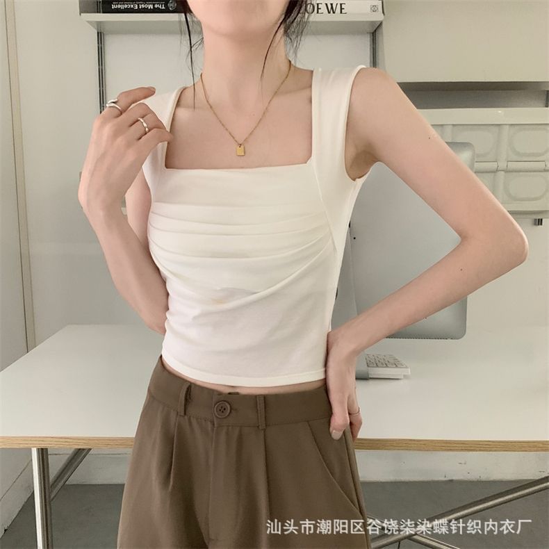 Square Neck Ruched Crop Top