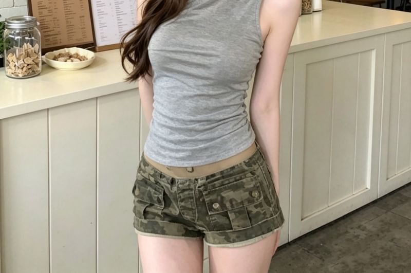 One Shoulder Sleeveless Plain Top