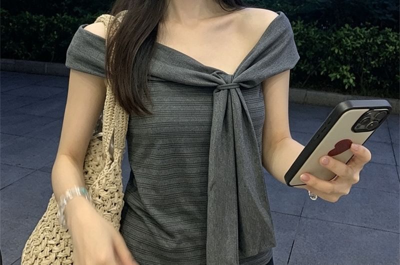 Scarf Neck Sleeveless Striped Top