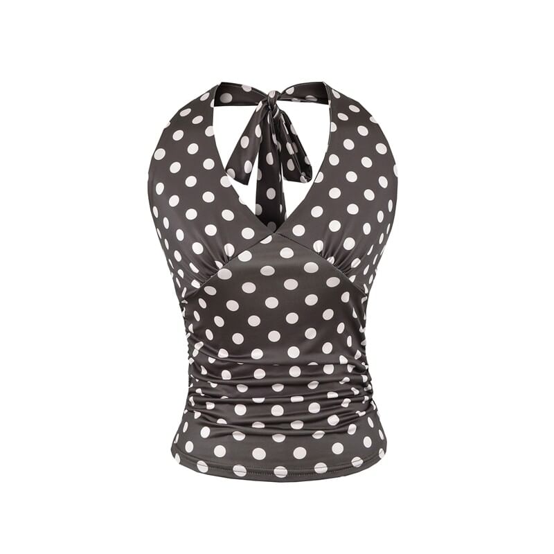 Polka Dot Halter Neck Crop Top