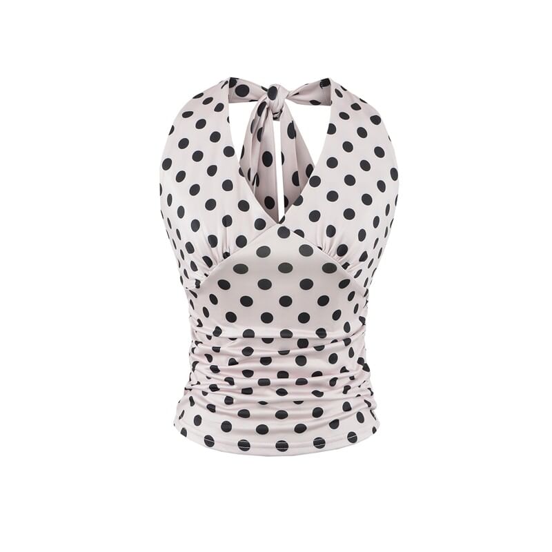 Polka Dot Halter Neck Crop Top