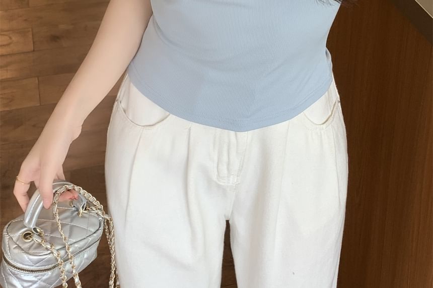 Scoop Neck Short Sleeve Crop Tee