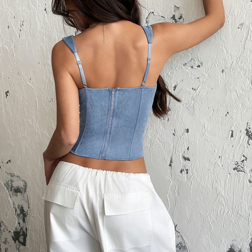 Front-Slit Bustier Plain Top