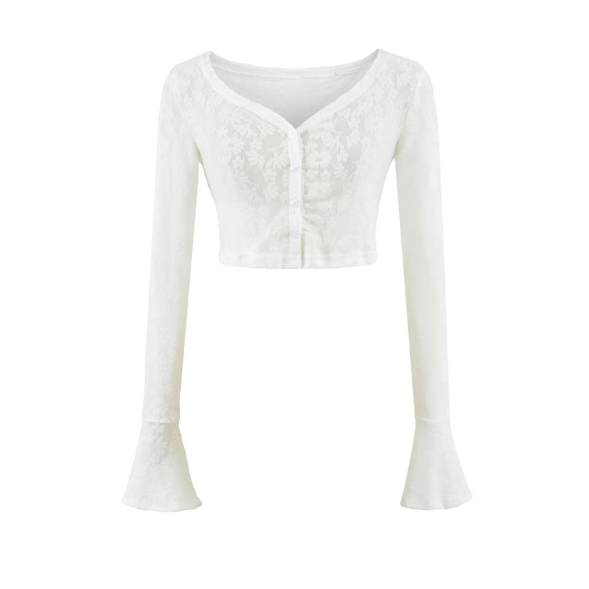 Lace Camisole & Bell-Sleeved Crop Cardigan Set