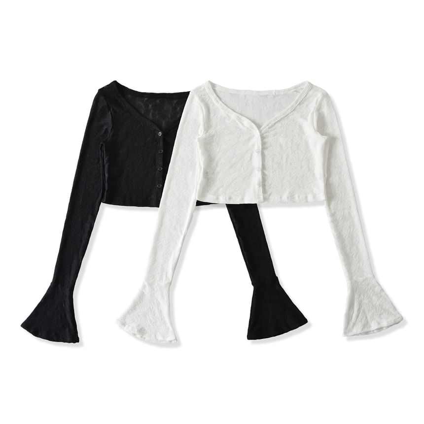 Lace Camisole & Bell-Sleeved Crop Cardigan Set