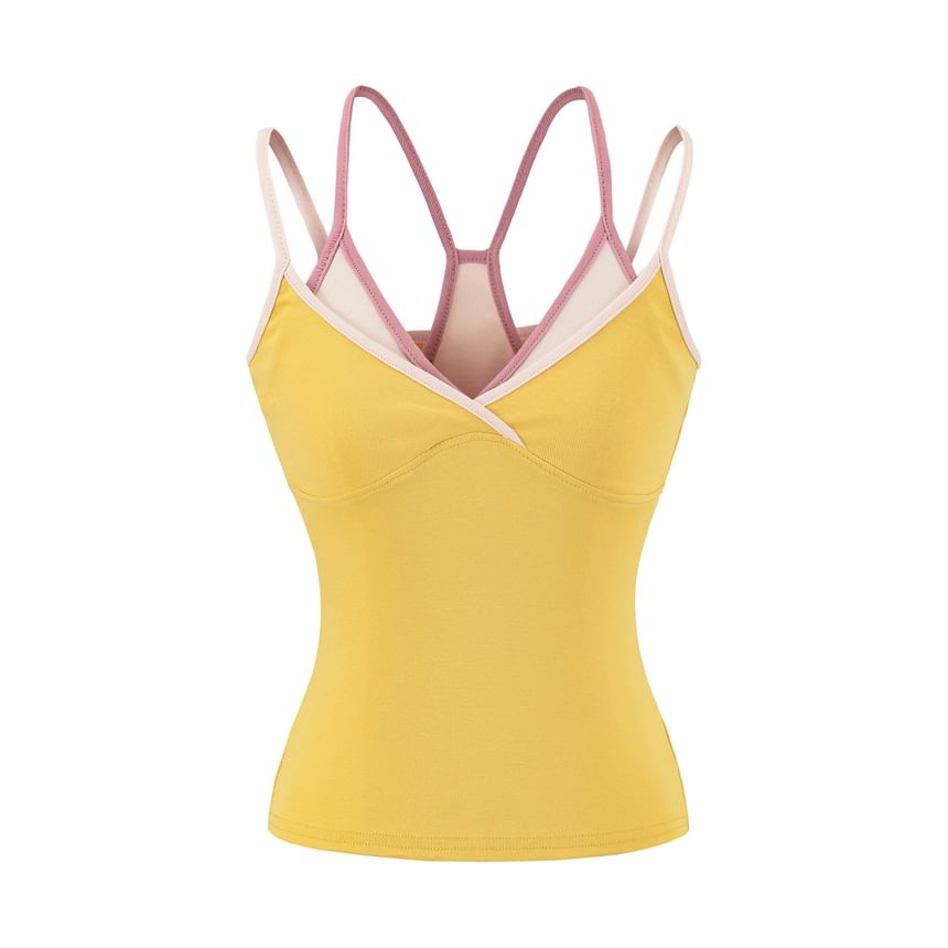 Mock Two-Piece Contrast Trim V-Neck Camisole