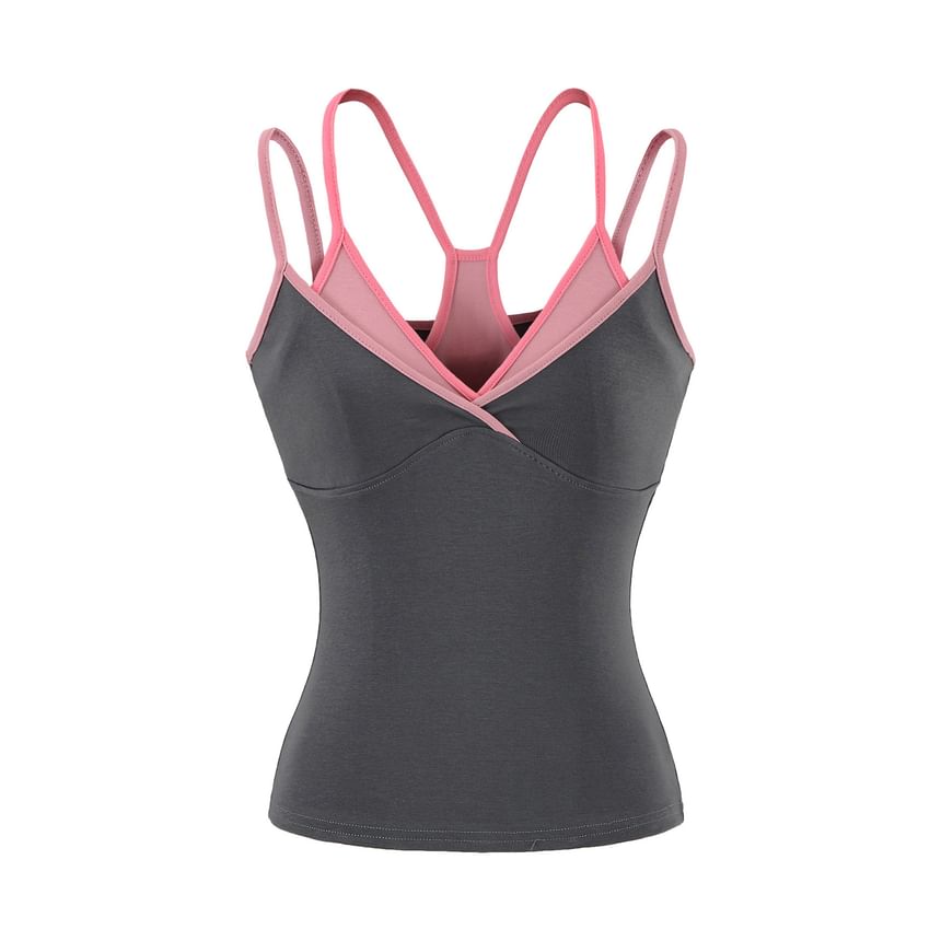 Mock Two-Piece Contrast Trim V-Neck Camisole