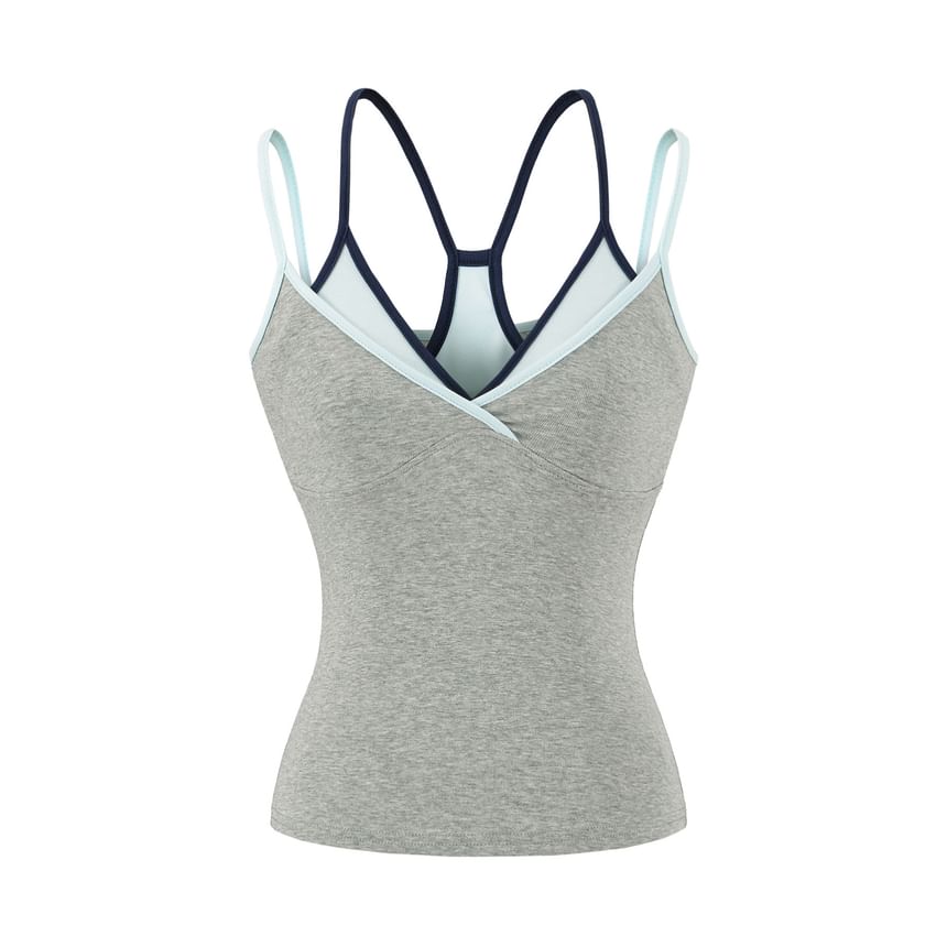 Mock Two-Piece Contrast Trim V-Neck Camisole