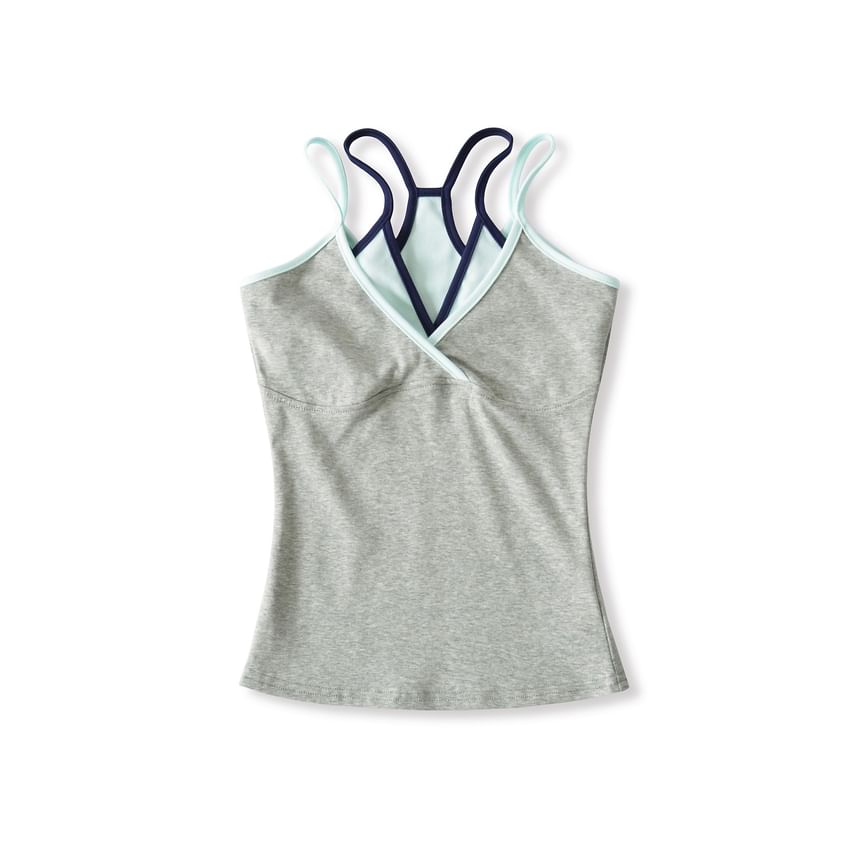 Mock Two-Piece Contrast Trim V-Neck Camisole