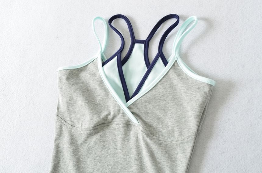 Mock Two-Piece Contrast Trim V-Neck Camisole