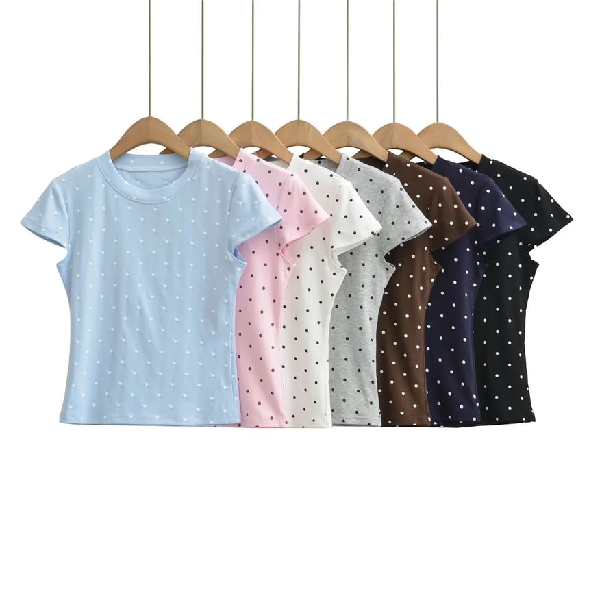 Dotted Crew Neck Mini T-Shirt