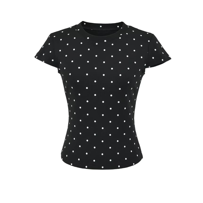 Dotted Crew Neck Mini T-Shirt