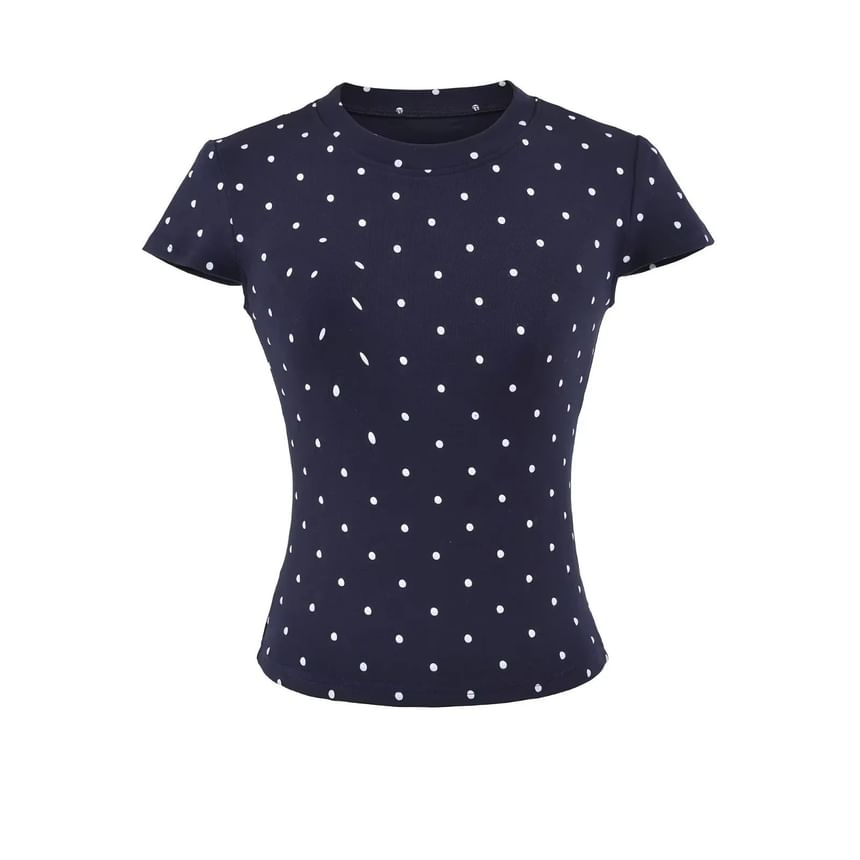 Dotted Crew Neck Mini T-Shirt