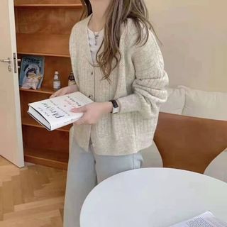 V-Neck Pointelle Knit Top