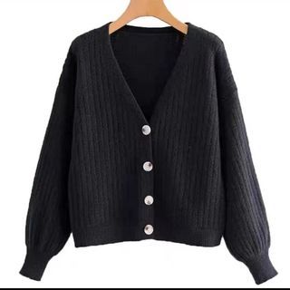 V-Neck Pointelle Knit Top