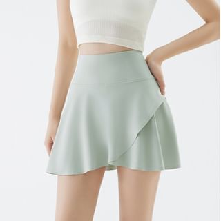 Asymmetric Sports Mini Skirt with Built-In Shorts