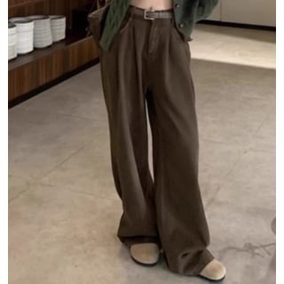 Round Neck Cable Knit Cardigan with Wide Leg Jeans