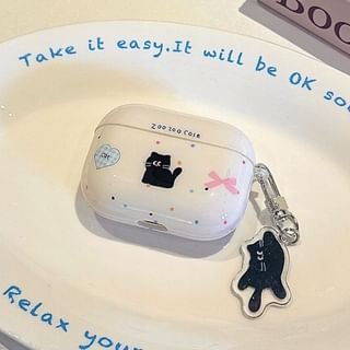 Cat Charm AirPods / Pro Earphone Case Skin / Coil Strap / Set