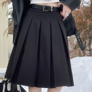Elevated Waist Pleated Midi Skirt