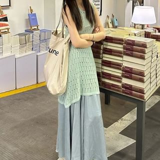 Sleeveless Asymmetrical Top and Maxi A-Line Skirt Combo
