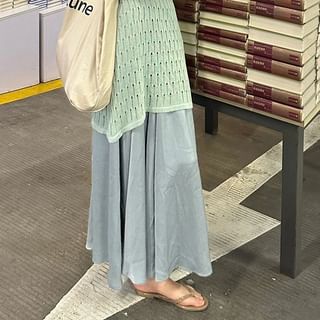 Sleeveless Asymmetrical Top and Maxi A-Line Skirt Combo