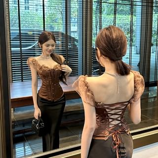 Lace Trim Bustier Top