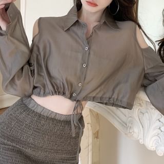 Cold Shoulder Crop Top and Mini Skirt Set