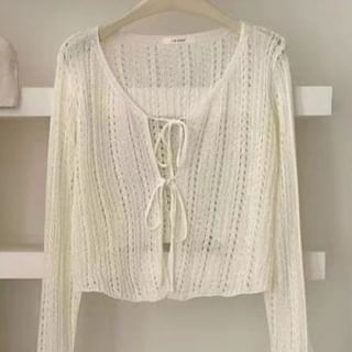 Tie-Front Crochet Lace Cardigan