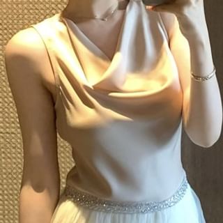 Cowl Neck Top and V-Neck Cardigan