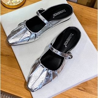 Shirred Pointed Mary Jane Mules