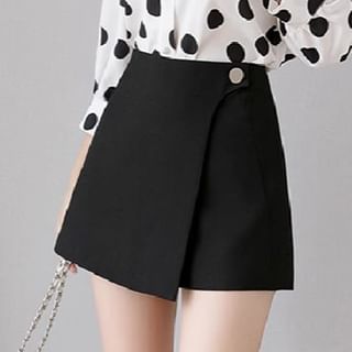 Asymmetrical High Waist Plain Mini Skirt