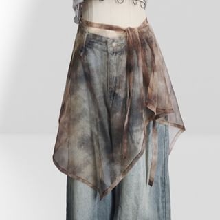 Asymmetrical Mesh Wrap Skirt