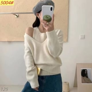 Ribbed Knit Tank & V-Neck Sweater Set