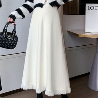 Knit Maxi A-Line Skirt with High Rise