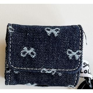 Bow Embroidered Denim Apple AirPods / Pro Earphone Case Skin / Tag Charm / Set