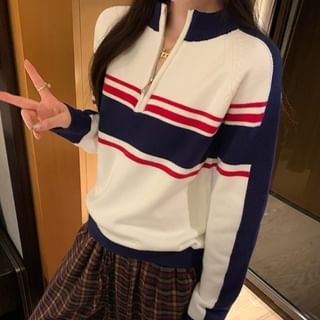 Half-Zip Color Block Sweater