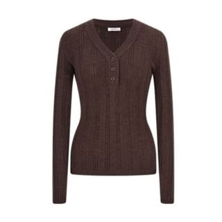 Button Front V-Neck Sweater