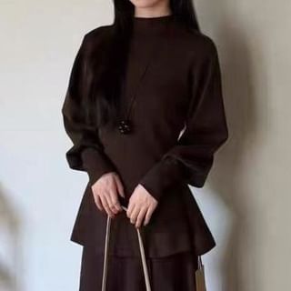 Mock Neck Knit Top Long Sleeve