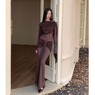 Maxi Mermaid Skirt with High Waist and Top Set