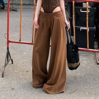 Sheer V-Neck Bodysuit with Spaghetti Straps and Wide Leg Sweatpants