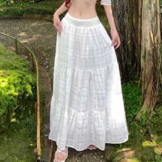 Scoop Neck Ruffle Crop Top & Tiered Maxi Skirt Set - Altfashion Shop