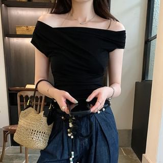Ruched One-Shoulder Sleeveless Top