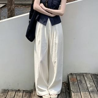Bow Slit Camisole Top & High-Waisted Wide Leg Pants Set