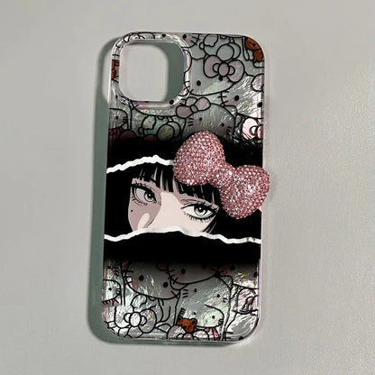 Coque de téléphone Y2K Kitty Bow Girl foncée SK606