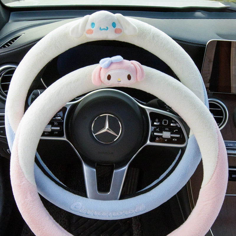 Cartoon Fuzzy Plush Soft Car Steering Wheel Cover