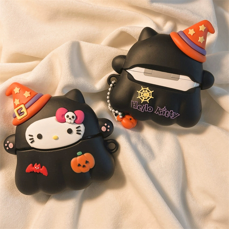 Cartoon Funny Kitty Halloween Pumpkin Airpods Case KI682