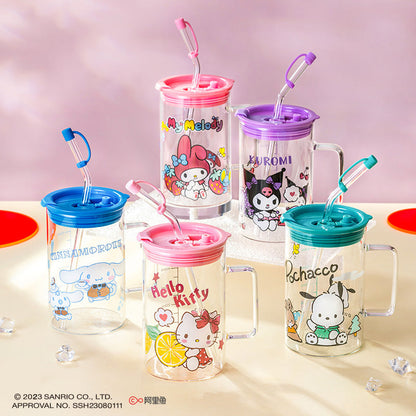 700ml Glass Straw Lid Glass Cup