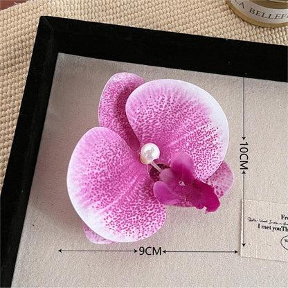 Butterfly Orchid Flower Pearl Hair Clip