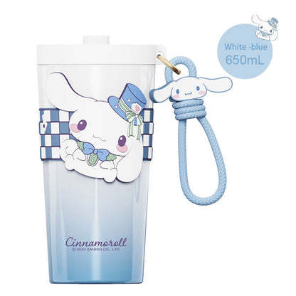 Isolierter Thermobecher mit Strohhalm im Cartoon-Design, 650 ml