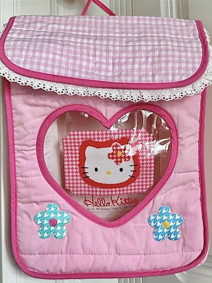 Sac de rangement à motif pied-de-poule Pink Kitty